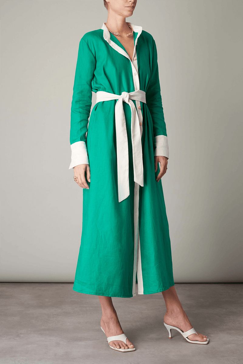 Electra midi linen shirt dress green - Official MIA PAPA