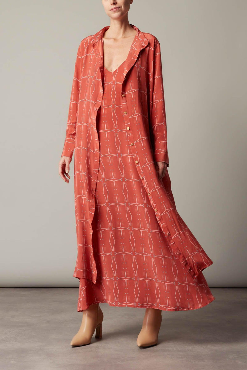 Ioli Silk Dress Terracotta - Official MIA PAPA