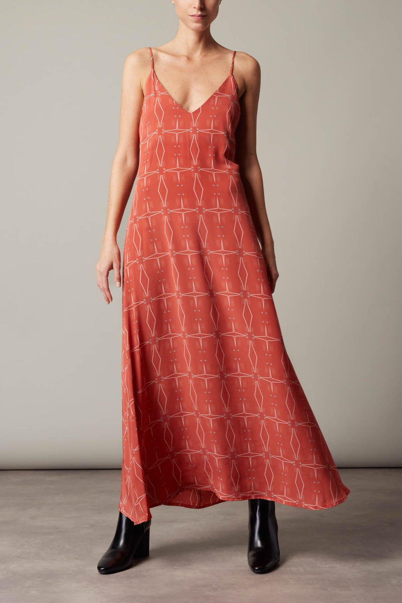 Ioli Silk Dress Terracotta - Official MIA PAPA