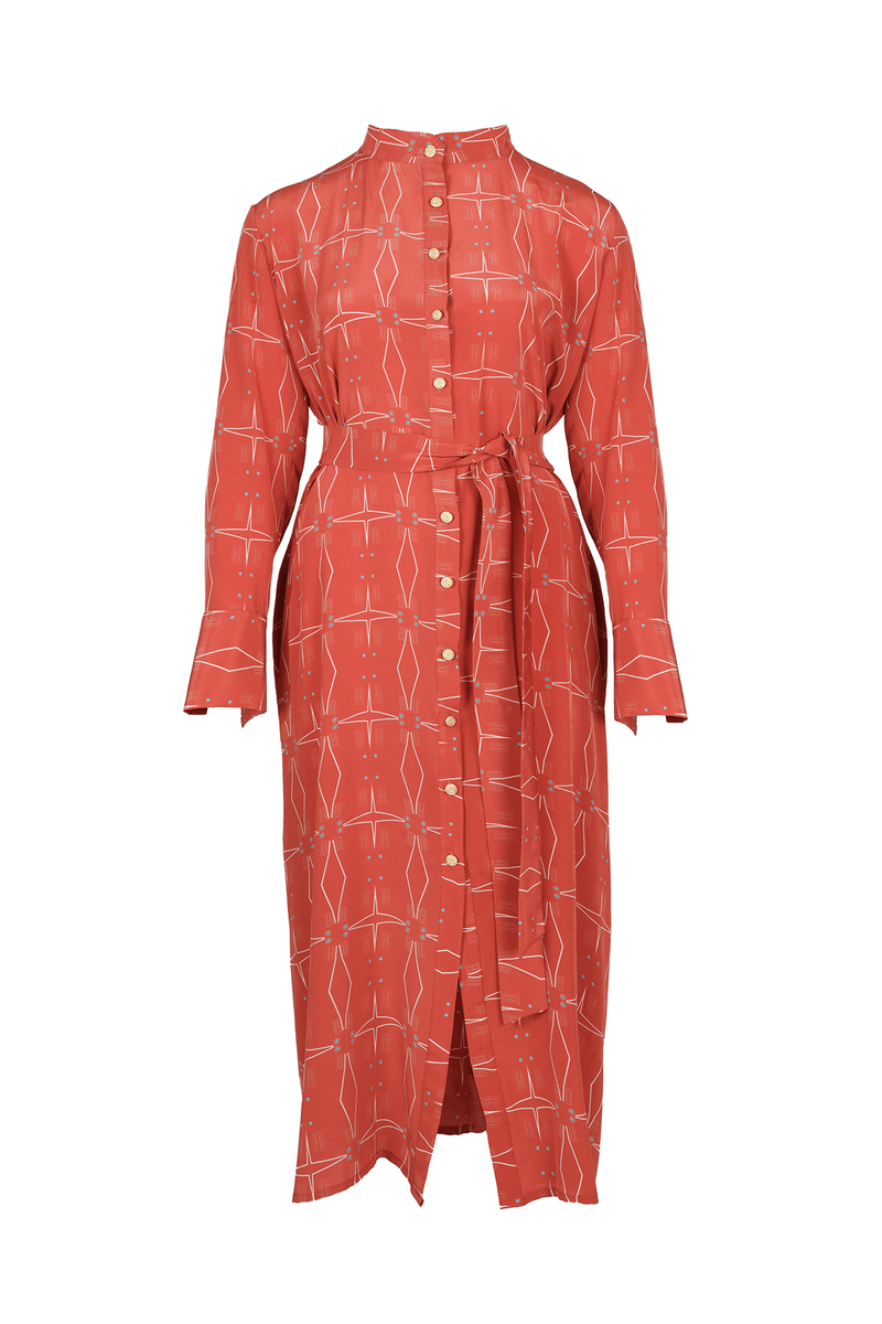 Rania Silk Shirt Dress Terracotta - Official MIA PAPA