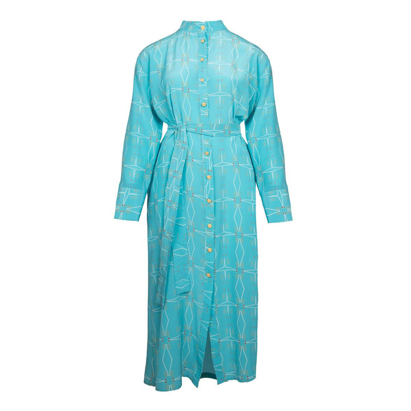 Rania Silk Shirt Dress Turquoise - Official MIA PAPA