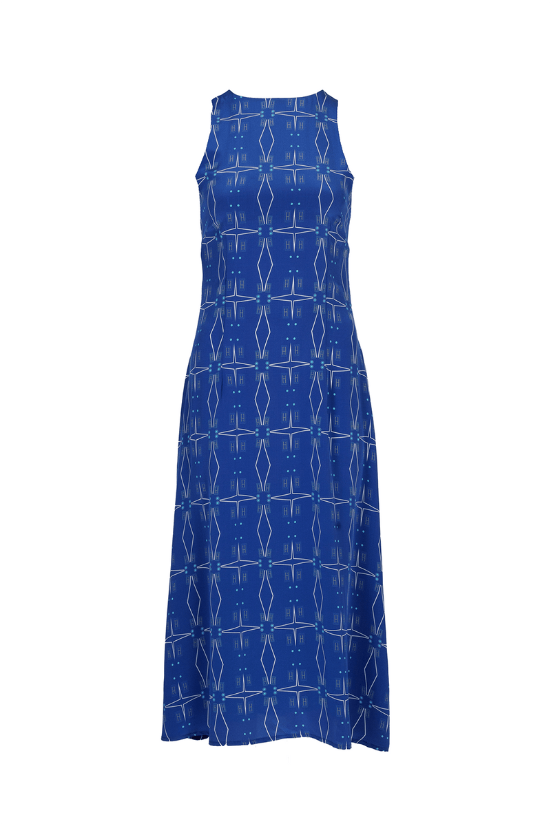 Sofia Silk Dress Blue - Official MIA PAPA
