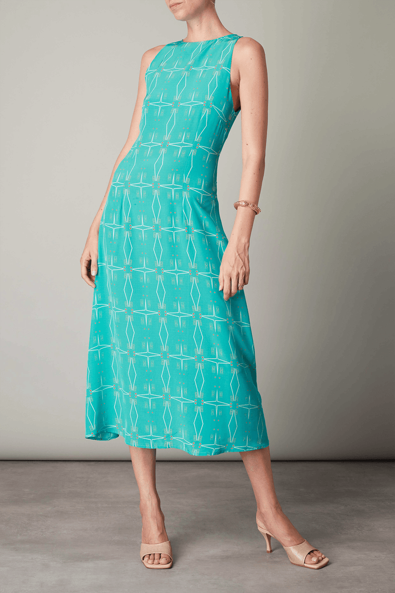 Sofia Silk Dress Turquoise - Official MIA PAPA