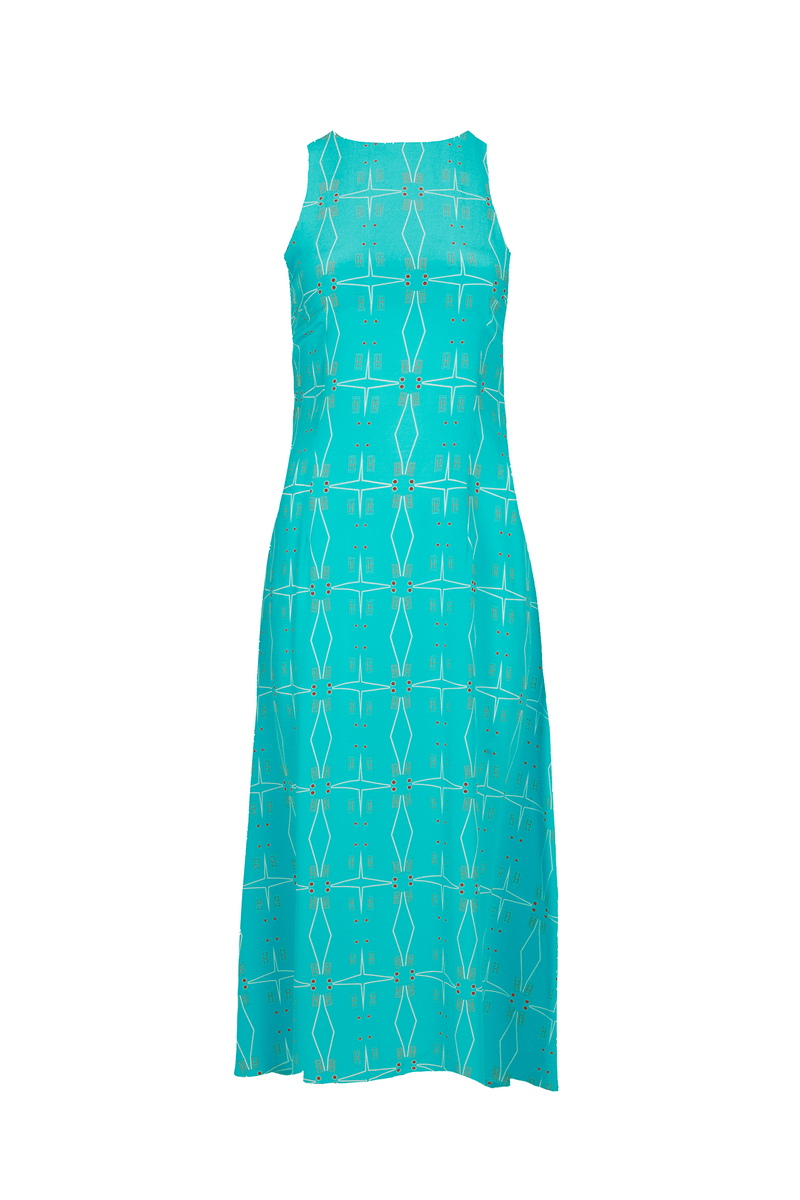 Sofia Silk Dress Turquoise - Official MIA PAPA