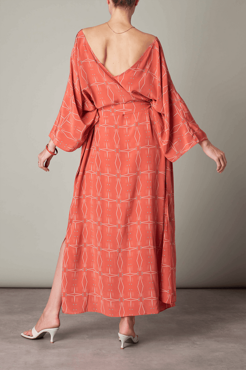 Thalia Silk Caftan Terracotta - Official MIA PAPA